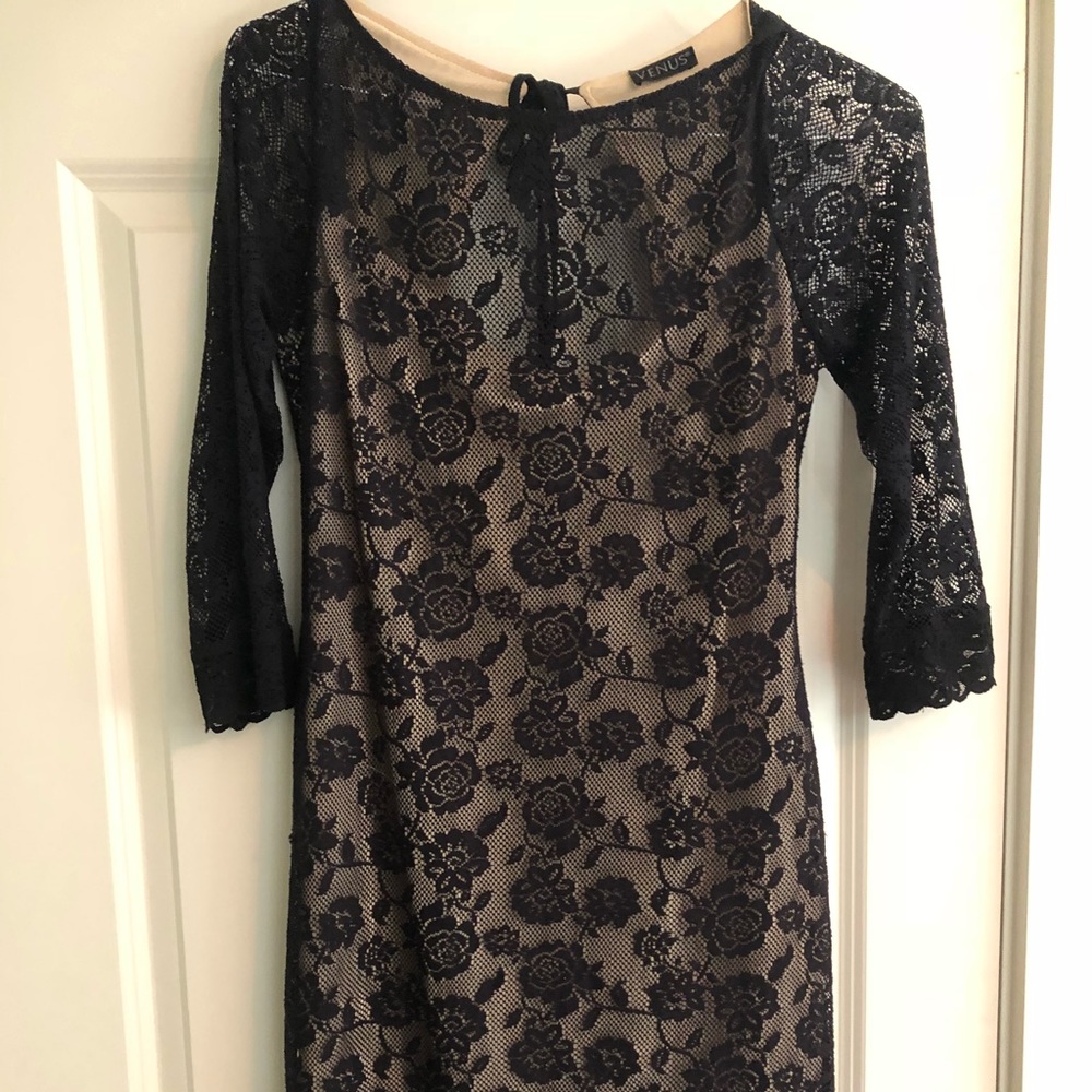 Sexy black lace, open back dress